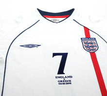 Load image into Gallery viewer, 2001/03 BECKHAM #7 England Vintage Umbro Home Greece Football Shirt (S) WC 2002
