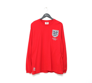 1966 Bobby MOORE #6 England Vintage Umbro Away LS Football Shirt (XL) West Ham