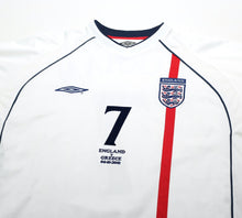 Load image into Gallery viewer, 2001/03 BECKHAM #7 England Vintage Umbro Home Greece Football Shirt (XL) WC 2002

