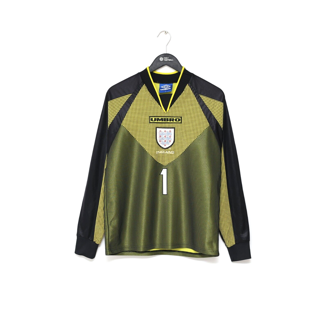 1998/99 SEAMAN #1 England Vintage Umbro GK Football Shirt (Y/S) World Cup 98