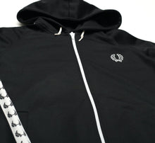 Load image into Gallery viewer, FRED PERRY Men&#39;s Zip Through Taped Black Hoodie Track Top Jacket (M)
