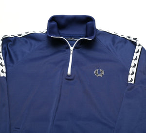 FRED PERRY Men's 1/4 Zip Taped Blue Track Top Jacket (L)