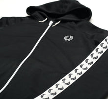 Load image into Gallery viewer, FRED PERRY Men&#39;s Zip Through Taped Black Hoodie Track Top Jacket (M)
